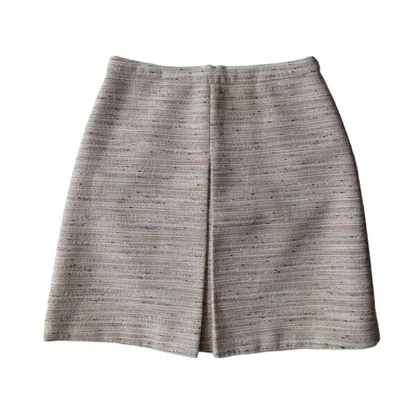 J.Crew Beige & Metallic Thread Inverted Pleat Mini Length Skirt Women's Size 2 - Picture 1 of 12